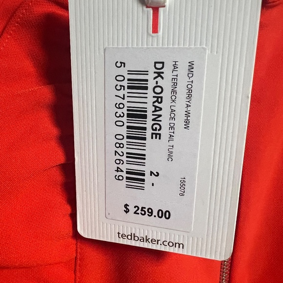 Ted Baker - Halter neck Lace Ruffle Detail Tunic - Dark Orange - Picture 7 of 13